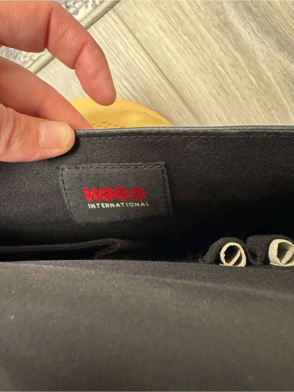 HOBO Black Leather Top-Handle Card Slot Tote